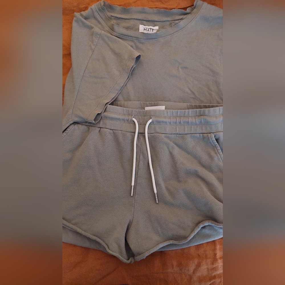 Mate The Label Sage Green Organic Cotton Lounge Set Size Small